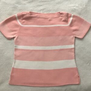 JEANNE PIERRE Peach and Cream Striped Boatneck, Medium